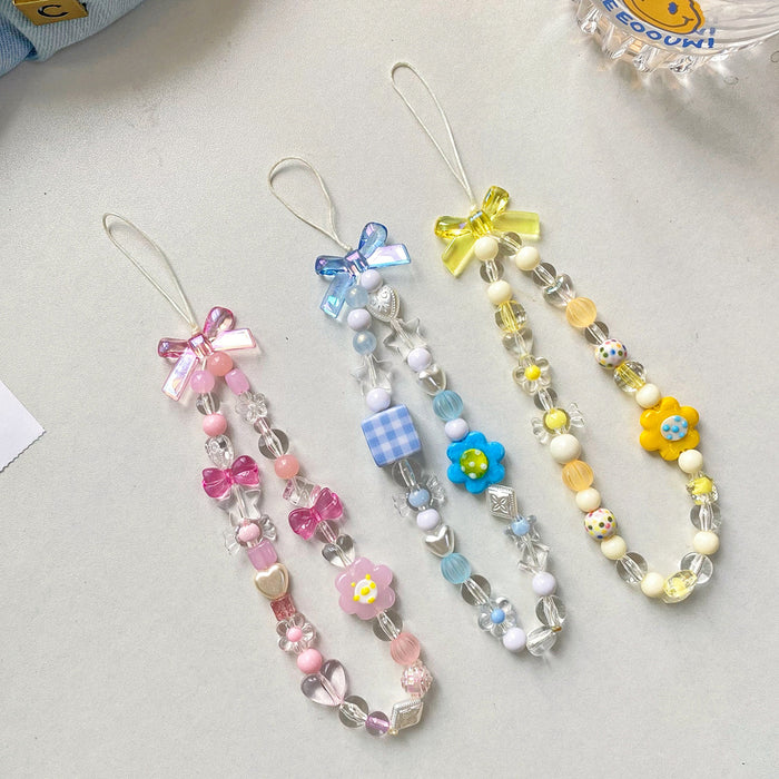 Beaded Flower Phone Wrist Strap