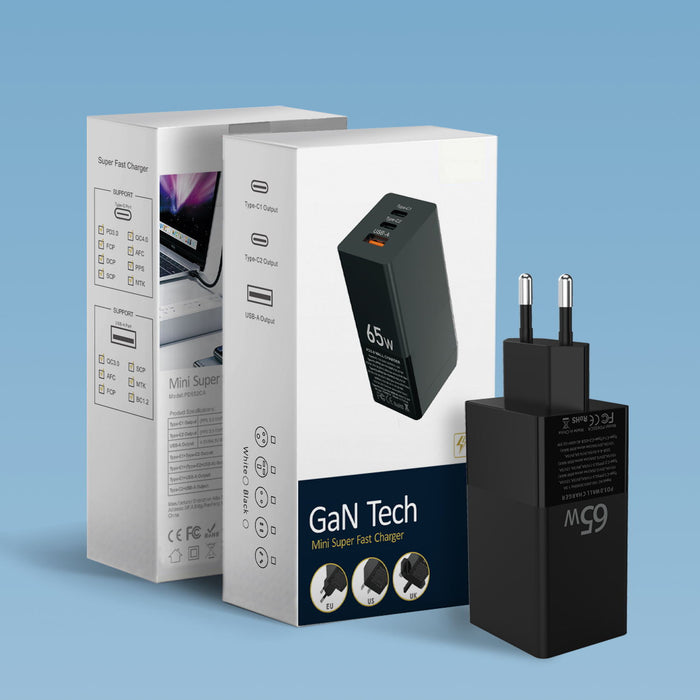 65W Multi-Port USB-C PD Wall Charger — EU, US & UK